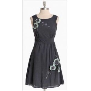 Ruche flower embellished dress